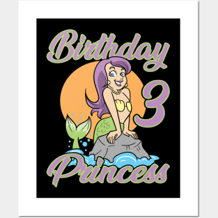 Third 3rd Mermaid Princess Children's Birthday Posters and Art